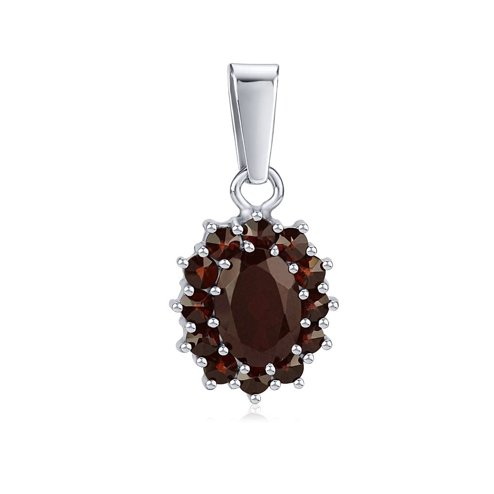 SILVEGO BSG180002 Women Pendant with Genuine Garnet 925 Sterling Silver