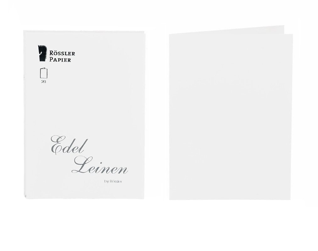 Rössler Papier 2160705002 - Kaartverpakking A6hd, 20 stuks, fijn linnen, wit