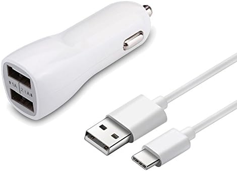 Auskic USB Type C Car Charger, 3.1A Dual Port Rapid USB Car Charger with 3.3FT Type C to A Charging Cable for LG/G5, OnePlus 2/3, Nexus 6P/5X, ChromeBook Pixel and More (White)
