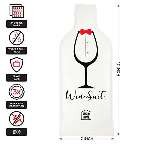 Wine Bottle Protector Travel Bag | 3 PACK Reusable Wine Sleeve Bag | Pack in Luggage & Suitcase | Protective Inner Skin & Tough Leak Proof | Bonus Travel Corkscrew | Wine Accessory Gift - Thumbnail 6