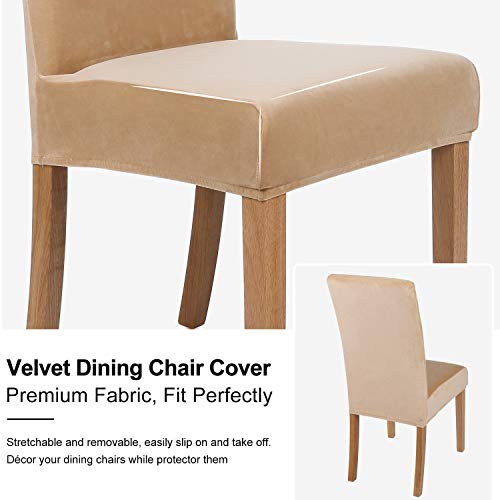 Smiry Velvet Stretch Dining Room Chair Covers Soft Removable Dining