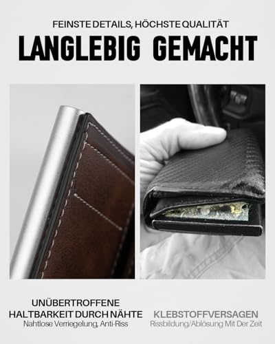 MYSHION Men's Wallet with Coin Compartment & RFID Protection, Smart Wallet with Viewing Window, Men's Wallet with 6 Card Slots for up to 11 Cards (Brown)