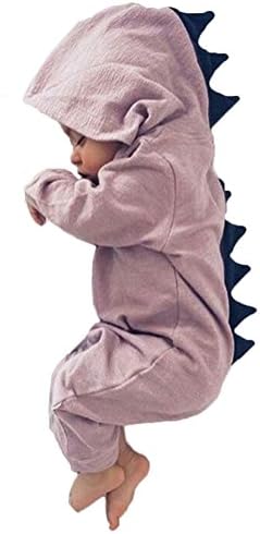 CQSM Baby Girls Boys Dinosaur Long Sleeve Romper Pajama One-piece Jumpsuit PJ Outfits Cosplay (90=6-12Months, Purple)