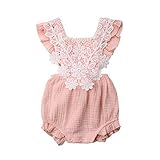 Newborn Baby Girl Romper Fly Sleeves Backless Lace