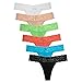 6 Pack Cotton Thong Underwear Lace Trim Soft Sexy Lingerie Panties For Women Set, Large / 10-12, Multicolor