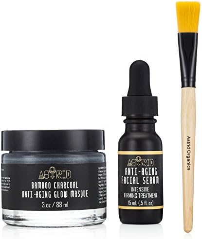 Bamboo Charcoal Mask Skincare Glow Kit System | 100% Natural Charcoal Mud Mask &amp; Exfoliator | Intense Anti-Aging CoQ10-DMAE-Niacinamide Serum - Powerful Repair Combo