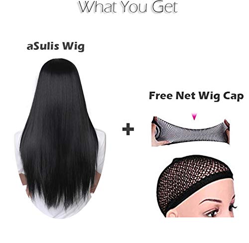 image for aSulis Synthetic Long Full Wig Straight Black Hair Wigs for Black Wome