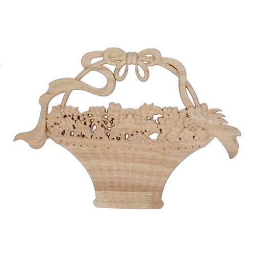 MUXSAM Wood Carved Appliques, 1-Pack Unpainted Center Woodcarvings Decals Onlays for Mirrors Walls Doors Cabinet Dresser Mantel Fireplace Bed Cupboard Wardrobe Frame Decoration DIY Project, Style-C