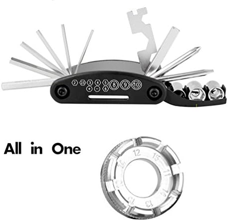 16 in 1 Multi-Function Bike Tool Kit Set Bicycle Cycling Mechanic Repair Flat-Blade Screwdriver Phillips Screwdriver Socket Extension Rod Socket Hex Wrench Nut Tools 8/10/15/mm Hex Key Wrench Spanner