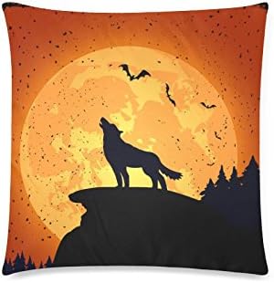 GUNCHU Custom Halloween Night With Wolf And Full Moon Decorative Throw Pillow Case Cushion Cover