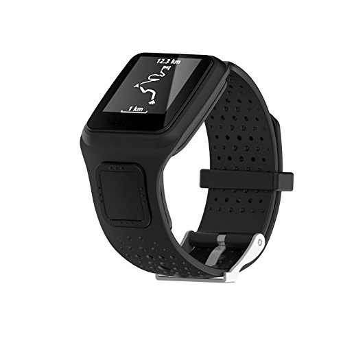 ZTY66 Soft Silica Gel Watch Band of Replacement with Pin Buckle for Tomtom Runner Cardio GPS HR Watch (Black)