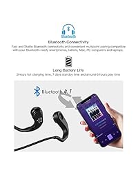 Auriculares inalámbricos de conducción ósea   Auriculares estéreo abiertos para correr inteligentemente, ciclismo, deportes y trabajo, diseño ligero de titanio de 1.06 oz, IPX5 impermeable a prueba de agua (Pod8 BP08)