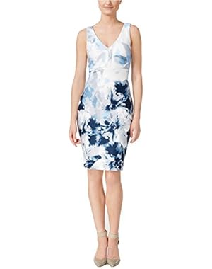 Women's Printed V-Neck Sheath Dress