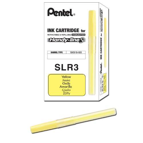 Pentel Refill For Handy-Line S Highlighter, Yellow Ink, Box of 12 (SLR3-G)