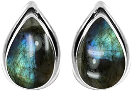 Sterling Silver JewelryNatural Amethyst Labradorite Garnet Moonstone Lapis Malachite Silver Plated Stud Earrings for Women - Trendy Light Weight Earrings - Birthstones Jewelry Christmas Gifts for Her