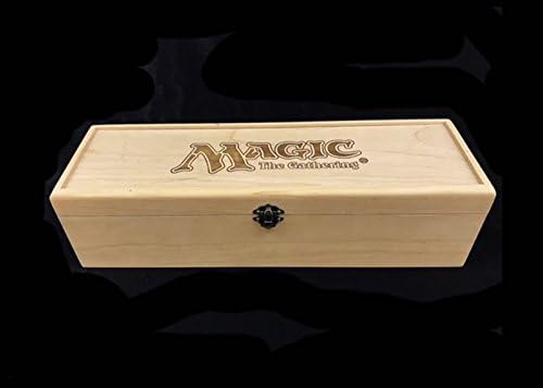 Magic the Gathering Engraved Deck Box with Hinges &amp; Latches-15 1/2 x 4 3/4 x 4 with laser cut dividers-Cherry Box