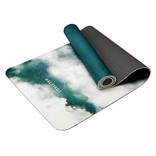Balayage Yoga Mat TPE Green- Non-Slip, Great for Exercise and Workout- 6mm Thick, Extra Sticky, Non Toxic and eco Friendly (Green Fog)
