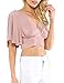 Milumia Women's Sexy Deep V Neck Flounce Short Sleeve Tie Back Crop Tops Blouse Pink Small