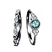Clearance ! 2pcs Sparkling Natural Gemstone Ring Set Women Emerald Sapphire Wedding Rings Valentine's Festival Gifts for Boyfriend Girlfriend (US Size)
