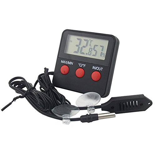 Zehui Electronic Temperature Hygrometer LCD Display Digital Thermometer and Humidity Monitor for Pet Reptile Breeding Black