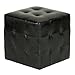 Cortesi Home Braque Black Tufted Cube Ottoman in Leather Like Vinyl