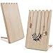 MyGift Set of 2 Natural Wood Adjustable-Length Necklace Holder, Jewelry Display Stand