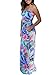 HOTAPEI Women's Strapless Vintage Floral Print Party Maxi Dresses Mint Tropical Medium