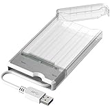 ineo 2.5" USB 3.0 Tool-less External Hard Drive Enclosure for 2.5 inch 9.5mm &amp; 7mm SATA HDD SSD with UASP Supported and Screwless - White [T2573W]