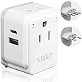 Italy, Chile, Rome Power Plug Adapter Travel Set, Ceptics, Safe Dual USB & Usb-C 3.1A - 2 Usa Socket - Compact & Powerful - U