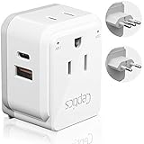 Italy, Chile, Rome Power Plug Adapter Travel Set, Ceptics, Safe Dual USB & Usb-C 3.1A - 2 Usa Socket - Compact & Powerful - U