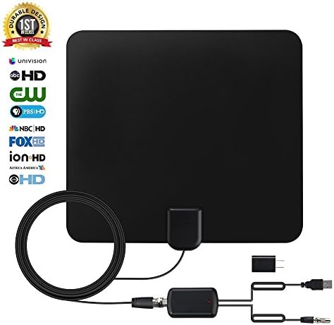 HDTV Antenna Cosmer 50 Mile Range Digital TV Antenna with Detachable Amplifier Signal Booster,16.5ft Long Copper Coaxial Cable, 2017 Upgraded Version Better Reception