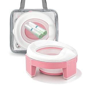 MCGMITT Portable Potty Seat for Kids Travel – Foldable Training Toilet Chair for Toddler Girls with Storage Bags, Potty…