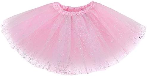Girl's Princess 4 Layered Dress Up Tulle Tutu Skirt with Sparkling Sequins