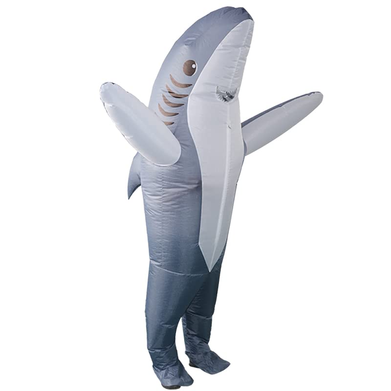 Photo 1 of Poptrend Adults Inflatable Halloween Costumes Blow Up Grey Shark Costume for Halloween, Christmas, Birthday Party(grey)
