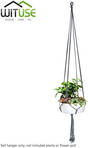 WITUSE macrame plant hanger hanging planter plant hanger flower pot plant holder for indoor outdoor decorations-Grey
