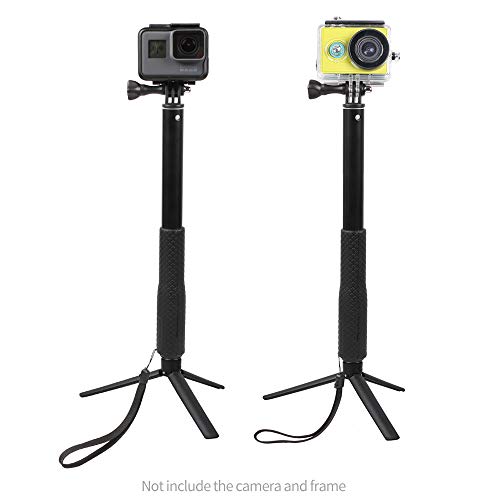 SUREWO Aluminum Rubber Waterproof Selfie Stick,Extendable Handheld Monopod Adjustable Tripod Pole Compable Gopro Hero (2018) 6/5/4 Black Hero 5/4 Session 4 Silver 3+ AKASO Xiaomi YI and More