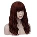 Women's Auburn Wavy Wig with Bangs Middle Length Synthetic Wigs for Daily Use or Costume (Auburn)