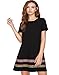 Romwe Women's Boho Short Sleeve Loose Casual Embroidered Tunic Dress Black M