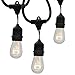 Outdoor String Lights 48 Ft, Commercial Grade Outdoor Light Strand with Hanging Sockets - Weatherproof Strand for Patio Garden Porch Backyard Party Deck Yard, 15 light bulbs included – Black