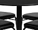 Flash Furniture Carlton 36'' Round Black Laminate Table Set with X-Base and 4 Black Trapezoidal Back Banquet Chairs