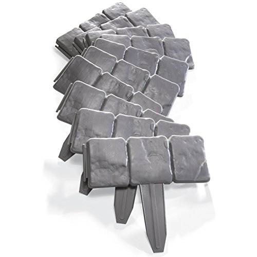 Interlocking Faux Cobble Stone Landscaping Garden Border - Set Of 10, Grey