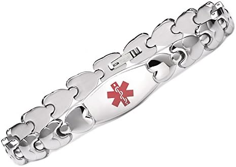 Lovely Fashion Medical alert bracelets with Free engraving Double Heart Medical id bracelet for women