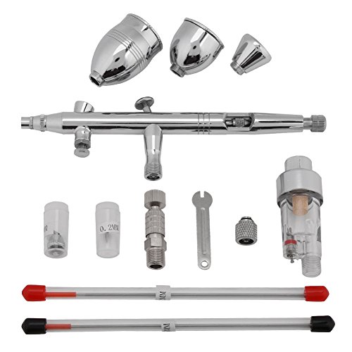 Professinal Performance Airbrush Set with 3 Nozzle Sets(0.2/0.3/0.5mm) and 3 Sizes of Cups(2cc,5cc,13cc),for Hobby, Craft, Cake Decorating, Tattoo,Wall Painting