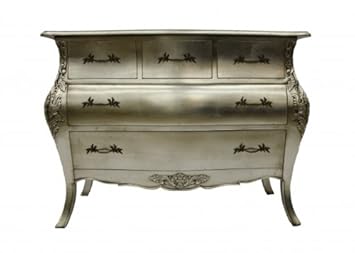 French Style Furniture Silver Leaf 6 Drawer Bombe Chest Amazon Co