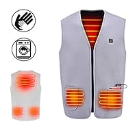 Mugghe Electric Heated Vest, USB Rechargeable Heating Clothes Jacket with 3 Adjustable Temperature, Washable Heating Body Warmer Gilet for Outdoor Skiing, Hiking, Hunting, Motorcycle, Camping