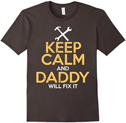 Mens Keep Calm and Daddy Will Fix It T-Shirt Large Asphalt