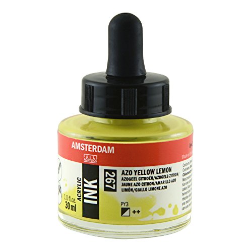 Royal Talens Amsterdam Acrylic Ink, 30ml Bottle with Dropper, AZO Yellow Lemon (17202670)