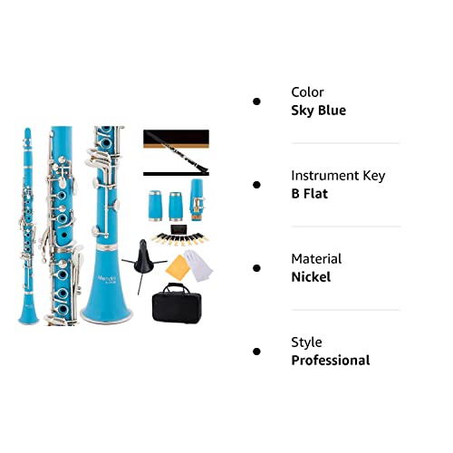 Mendini by Cecilio B Flat Beginner with 2 Barrels, Case, Stand