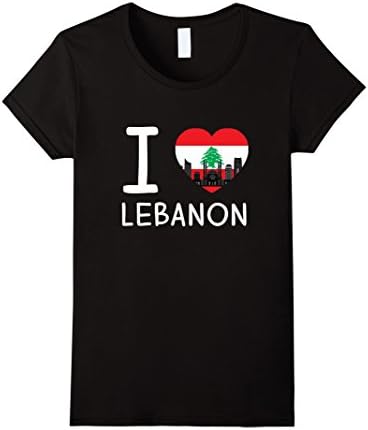 Womens I Love Lebanon T-Shirt Small Black