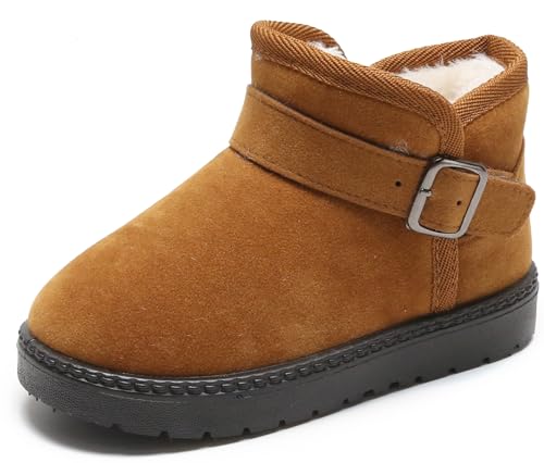 DADAWEN Baby's Boy's Girl's Toddler Fashion Cute Waterproof Outdoor Fur Lining Non-Slip Warm Snow Boots